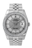 Custom Diamond Bezel Rolex Datejust 36 Steel Silver Dial Stainless Steel Jubilee Men's Watch 116200