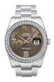 Custom Diamond Bezel Rolex Datejust 36 Bronze Floral Dial Stainless Steel Jubilee Ladies Watch 116200