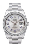 Custom Diamond Bezel Rolex Datejust 36 Silver Dial Stainless Steel Oyster  Men's Watch 116200