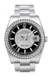 Custom Diamond Bezel Rolex Datejust 36 Silver Black Dial Stainless Steel Jubilee Men's Watch 116200