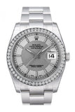 Custom Diamond Bezel Rolex Datejust 36 Silver Concentric Dial Stainless Steel Oyster Men's Watch 116200