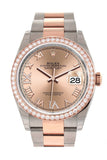 Custom Diamond Bezel Rolex Datejust 36 Rose Set with Diamonds Dial Rose Gold Two Tone Watch 126201