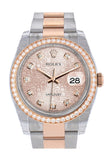 Custom Diamond Bezel Rolex Datejust 36 Pink Jubilee Dial Rose Gold Two Tone Watch 116201 116231