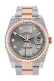 Custom Diamond Bezel Rolex Datejust 36 Steel Dial Rose Gold Two Tone Watch 116201 116231