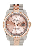Custom Diamond Bezel Rolex Datejust 36 Pink Dial Jubilee Rose Gold Two Tone Watch 116201