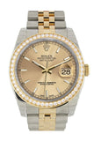 Custom Diamond Bezel Rolex Datejust 36 Champagne Dial Jubilee Yellow Gold Two Tone Watch 116203
