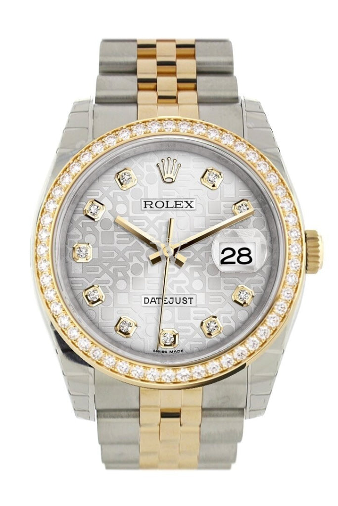 Custom Diamond Bezel Rolex Datejust 36 Silver Jubilee Set With Diamonds Dial Yellow Gold Two Tone
