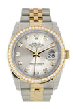 Custom Diamond Bezel Rolex Datejust 36 Silver set with diamonds Dial Jubilee Yellow Gold Two Tone Watch 116203