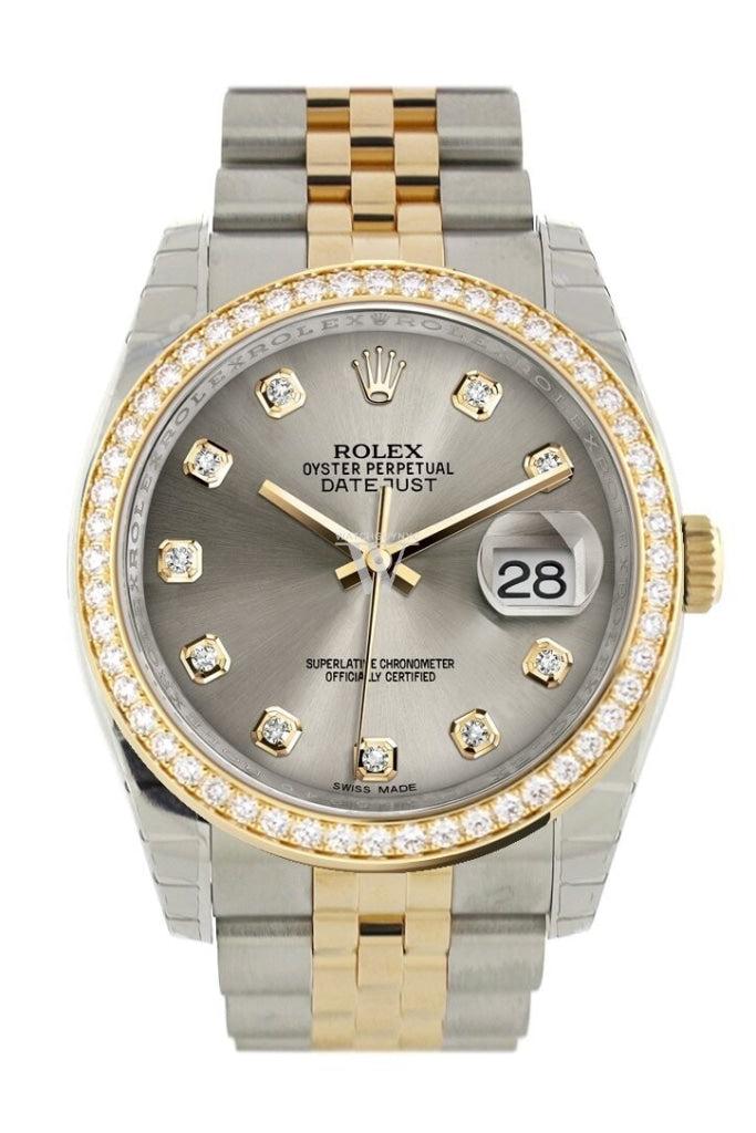 Custom Diamond Bezel Rolex Datejust 36 Steel Set With Diamonds Dial Jubilee Yellow Gold Two Tone