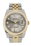 Custom Diamond Bezel Rolex Datejust 36 Steel set with diamonds Dial Jubilee Yellow Gold Two Tone Watch 116203 116233