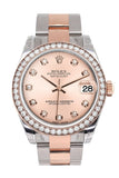 Custom Diamond Bezel Rolex Datejust 31 Pink Diamond Dial 18K Rose Gold Two Tone Ladies Watch 178241