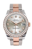 Custom Diamond Bezel Rolex Datejust 31 Silver Dial 18K Rose Gold Two Tone Ladies Watch 178241
