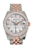 Custom Diamond Bezel Rolex Datejust 31 Silver Jubilee Diamond Dial 18K Rose Gold Two Tone Jubilee Ladies Watch 178241