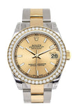 Custom Diamond Bezel Rolex Datejust 31 Champagne Dial Ladies Watch Two Tone 18K Gold 178243