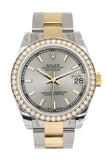 Custom Diamond Bezel Rolex Datejust 31 Silver Dial Ladies Watch Two Tone 18K Gold 178243