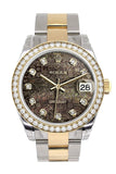 Custom Diamond Bezel Rolex Datejust 31 Black Mother of Pearl Jubilee Diamonds Dial  Ladies Watch Two Tone 18K Gold 178243