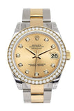 Custom Diamond Bezel Rolex Datejust 31 Champagne Dial Ladies Watch Two Tone 18K Gold 178243