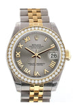 Custom Diamond Bezel Rolex Datejust 31 Steel Roman Dial Two Tone 18K Gold Jubilee Ladies Watch 178243