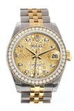 Custom Diamond Bezel Rolex Datejust 31 Champagne Jubilee Dial Two Tone 18K Gold Ladies Watch 178243