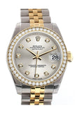 Custom Diamond Bezel Rolex Datejust 31 Silver Diamond Dial Two Tone 18K Gold Jubilee Ladies Watch 178243