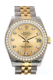 Custom Diamond Bezel Rolex Datejust 31 Champgane Diamond Dial 18K Gold Jubilee Watch 178243