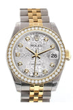 Custom Diamond Bezel Rolex Datejust 31 Silver Jubilee Diamond Dial Two Tone 18K Gold Jubilee Ladies Watch 178243