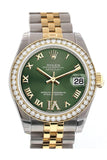 Custom Diamond Bezel Rolex Datejust 31 Olive Green Set with Diamond dial Ladies 178243