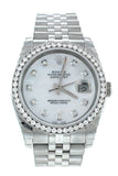 Rolex Custom Datejust 36 Mother of Pearl Diamond Dial Diamond Bezel Men's Watch 116200