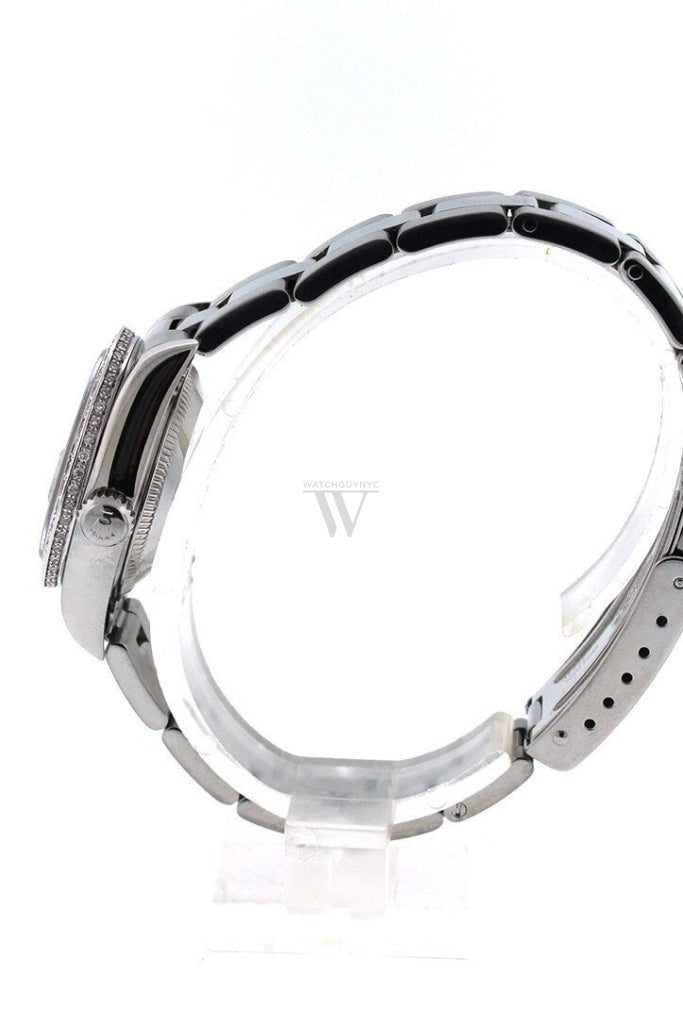 Rolex Custom Datejust 26 Blue Mother Of Pearl Diamond Dial Bezel Mens Watch 179160 Watches