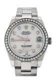 Rolex Custom Datejust 31 Mother of Pearl Diamond Dial Diamond Bezel Men's Watch 178240