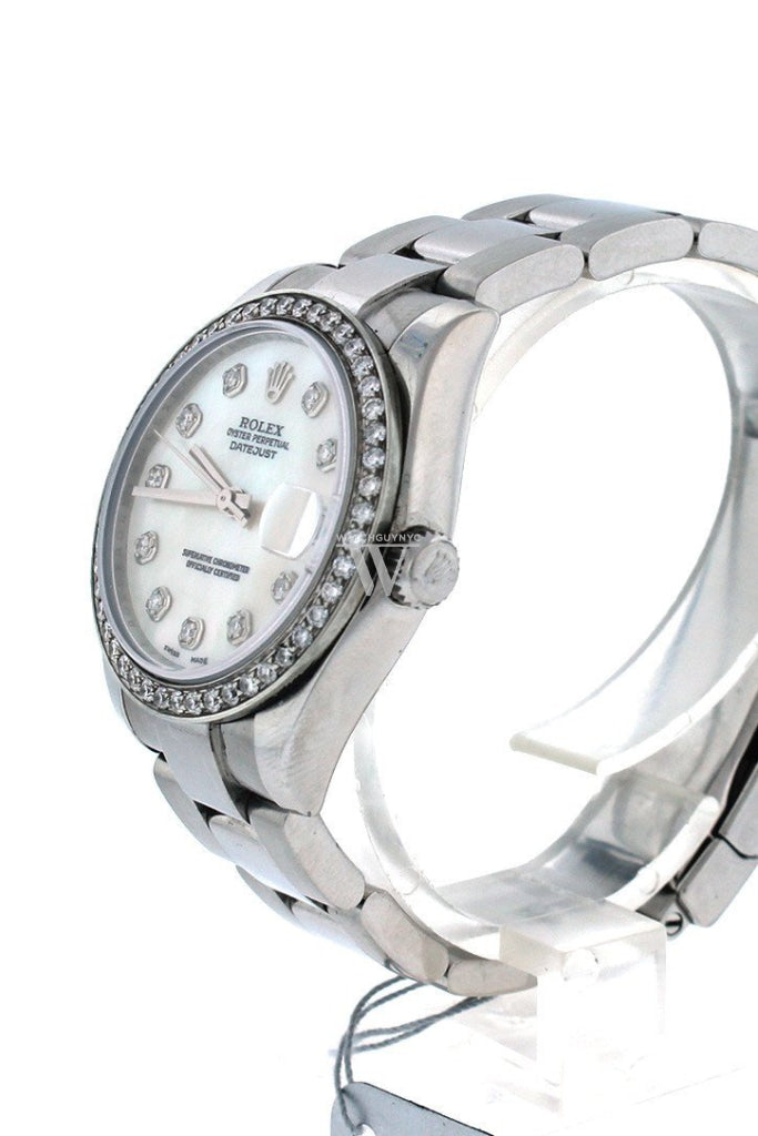 Rolex Custom Datejust 31 Mother Of Pearl Diamond Dial Bezel Mens Watch 178240 Watches