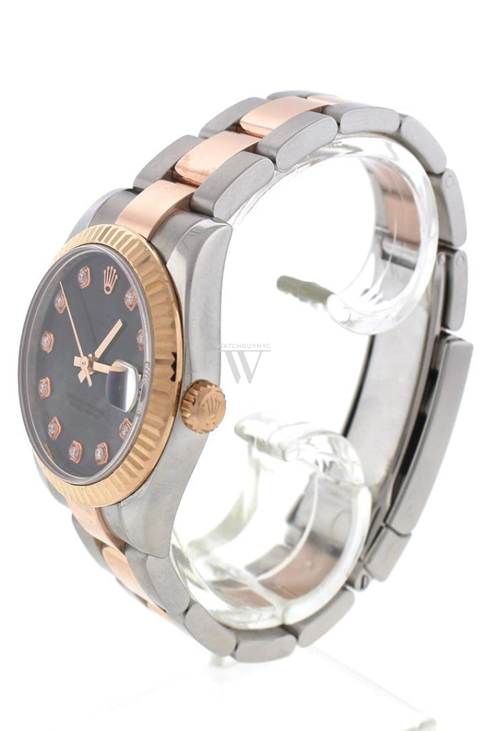 Rolex Custom Diamond Dial Datejust 31 Pearl Rose Gold Two Tone Ladies Watch 178271 Watches