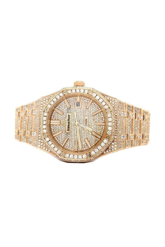Audemars Piguet Royal Oak 41 With Custom Diamonds Pink Gold Mens Watch 15400Or.oo.1220Or.02 Watches