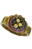 Rolex Custom Diamonds Cosmograph Daytona Black Diamond Dial Bezel Lugs Bracelet Mens Watch 116528