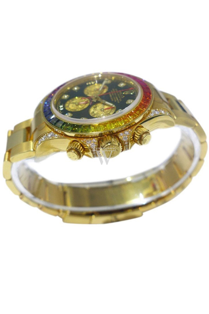 Rolex Custom Diamonds Cosmograph Daytona Black Diamond Dial Bezel Lugs Bracelet Mens Watch 116528