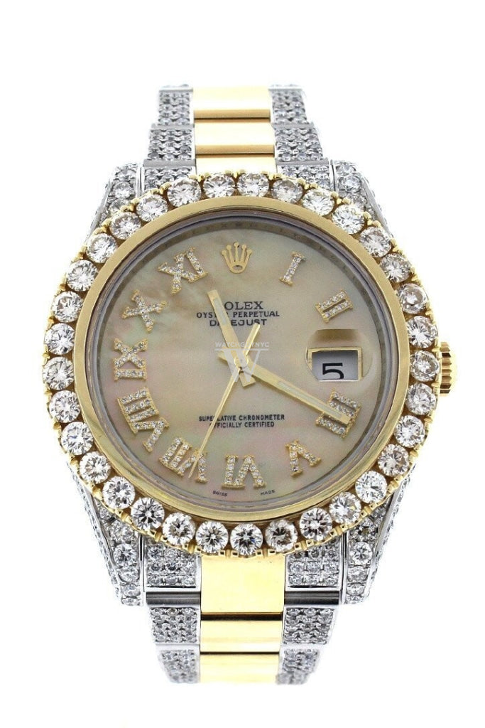 Rolex Datejust Ii 41 Roman Dial Custom Diamonds Mens Watch 116333 Watches
