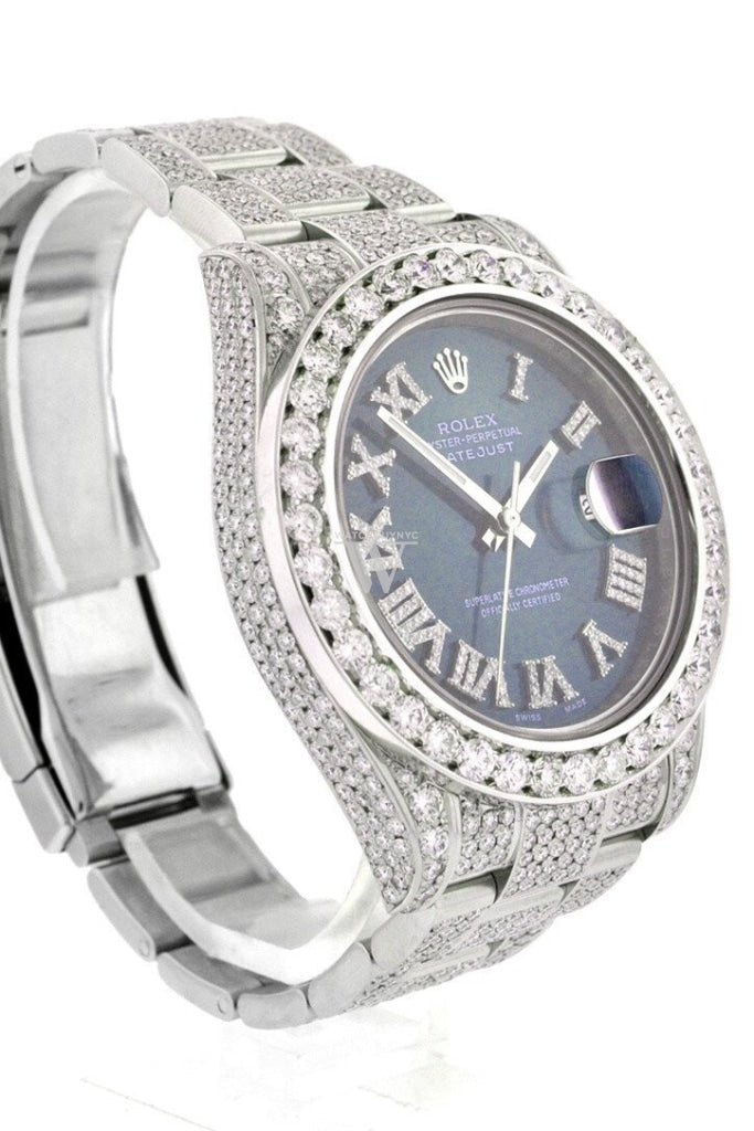 Custom Diamond Rolex Datejust Ii 41 Blue Dial Roman Mens Watch 116300 Watches