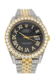 Custom Diamond Rolex Datejust 41 Black Roman Dial Daimond Roman Dial Mens Watch 126333