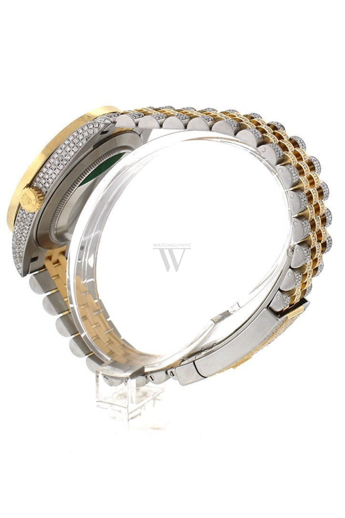 Custom Diamond Rolex Datejust 41 Black Roman Dial Daimond Mens Watch 126333 Watches