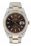 Custom Diamond Rolex Datejust 41 Chocolate Roman Dial Mens Watch 126331