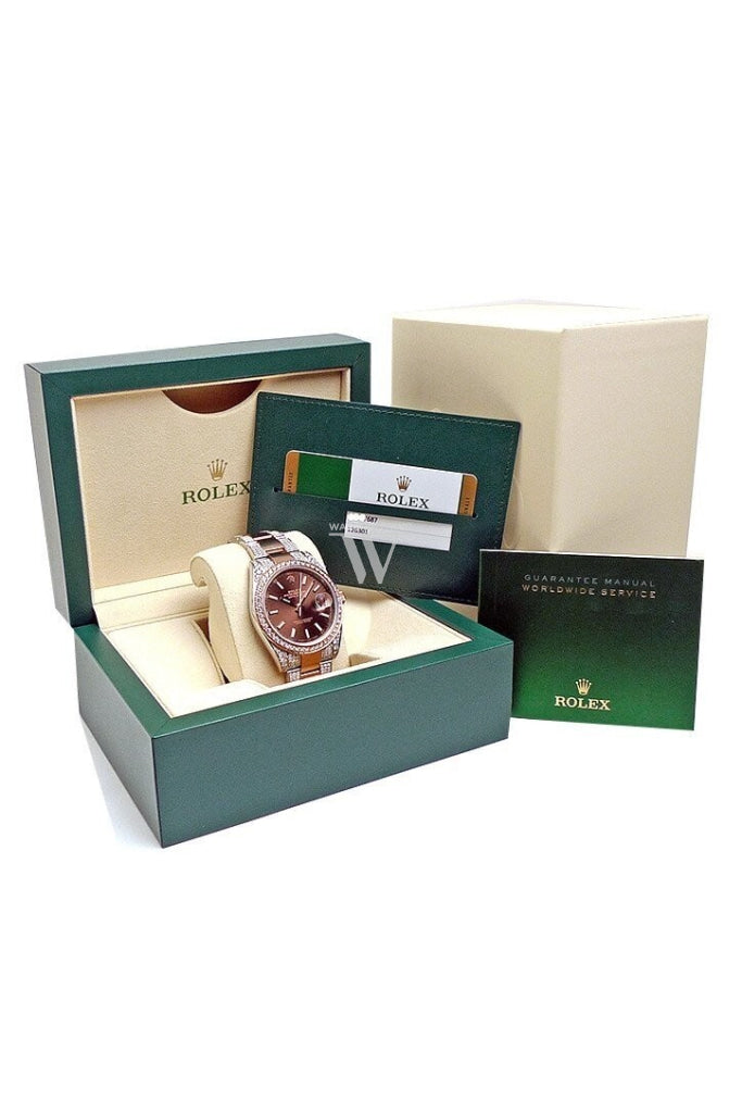Custom Diamond Rolex Datejust 41 Chocolate Roman Dial Mens Watch 126331 Watches