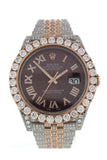 Custom Rolex Diamond 17Ct Datejust 41Mm Rose Gold Oyster Mens Watch 126331 Chocolate / None Watches