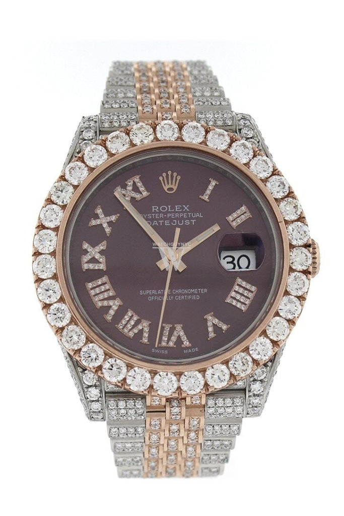 Custom Rolex Diamond 17Ct Datejust 41Mm Rose Gold Oyster Mens Watch 126331 Watches
