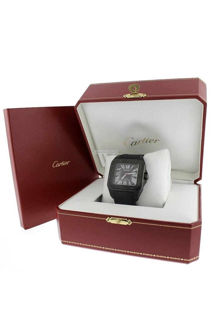 Cartier Santos Automatic Black Dial Pvd Mens Watch Wssa0006