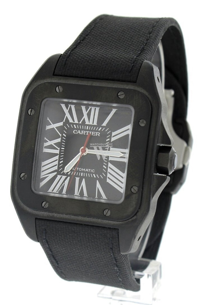 Cartier Santos Automatic Black Dial Pvd Mens Watch Wssa0006