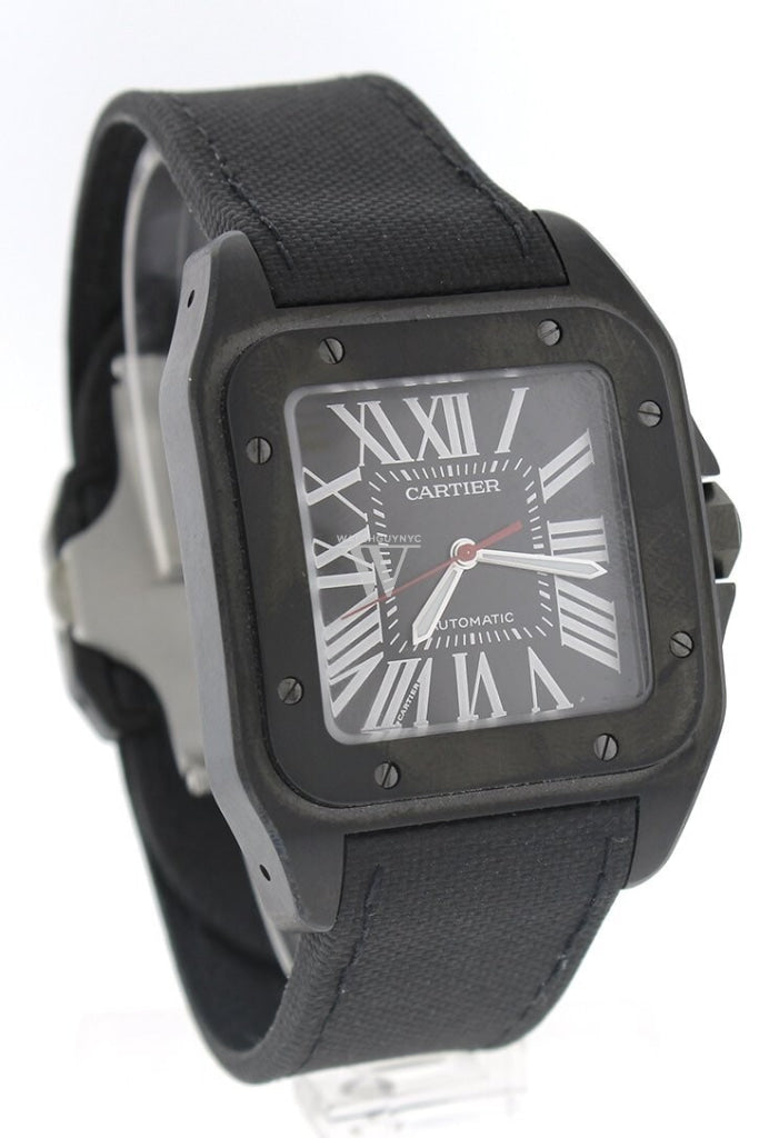 Cartier Santos Automatic Black Dial Pvd Mens Watch Wssa0006