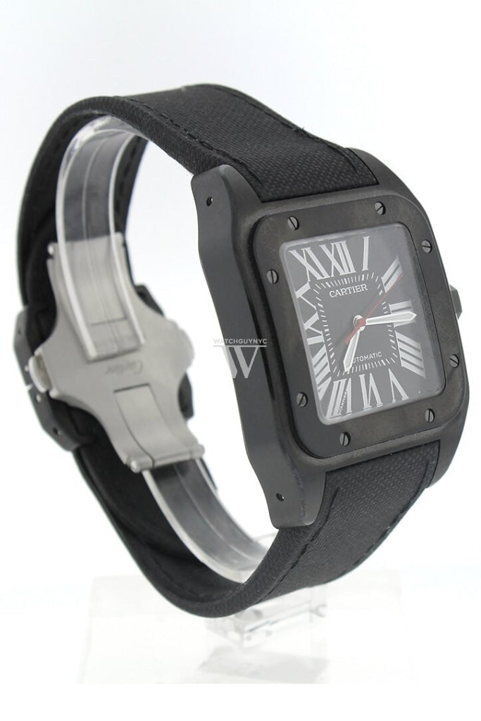 Cartier Santos Automatic Black Dial Pvd Mens Watch Wssa0006