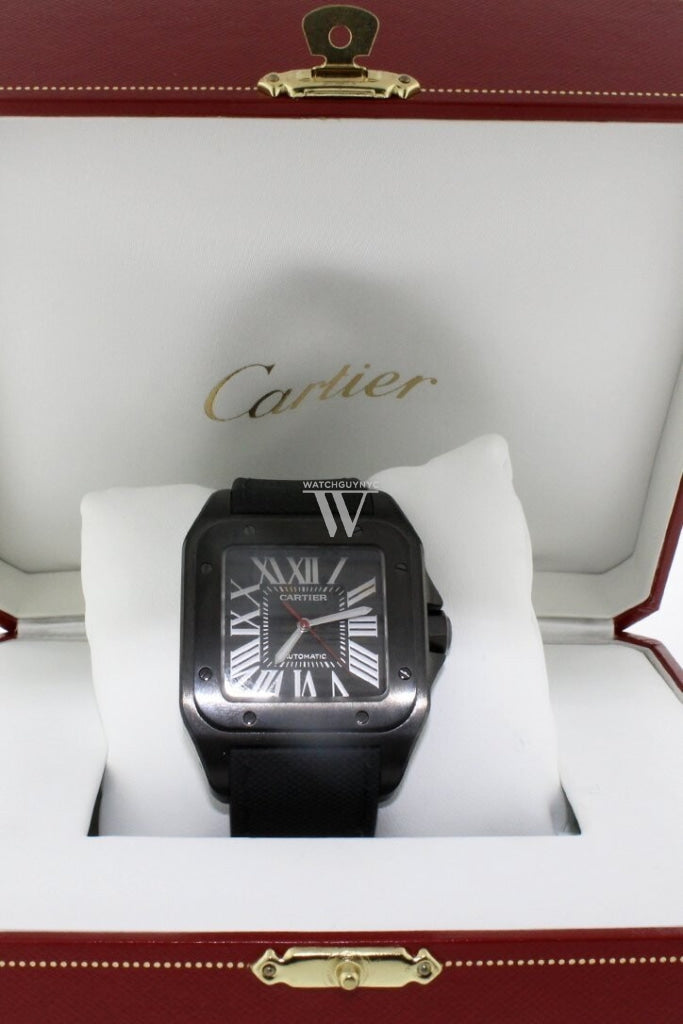 Cartier Santos Automatic Black Dial Pvd Mens Watch Wssa0006