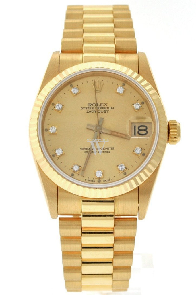 Rolex Lady-Datejust 31 Champagne Dial 18K Yellow Gold President Ladies Watch 178278