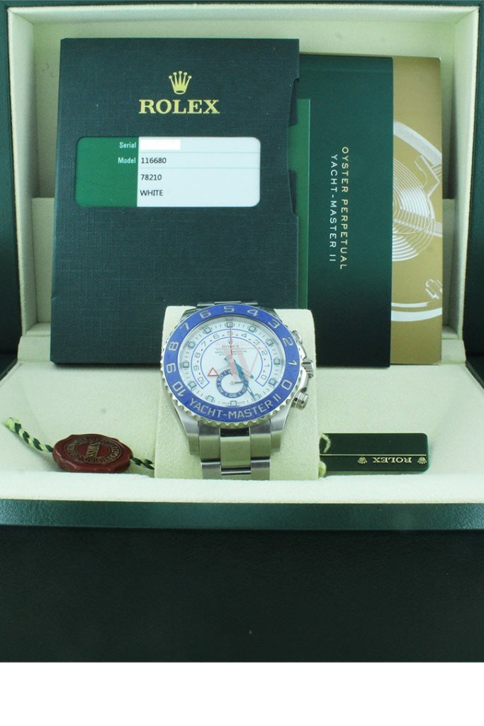 Rolex Yacht-Master Ii White Dial Stainless Steel Automatic Mens Watch 116680 Pre-Owned-Watches